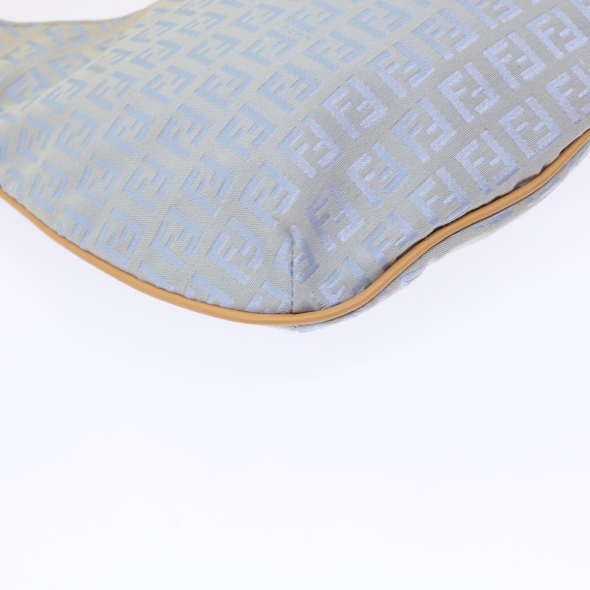 FENDI Mamma Baguette Zucchino Canvas Shoulder Bag Nylon Light Blue 46673