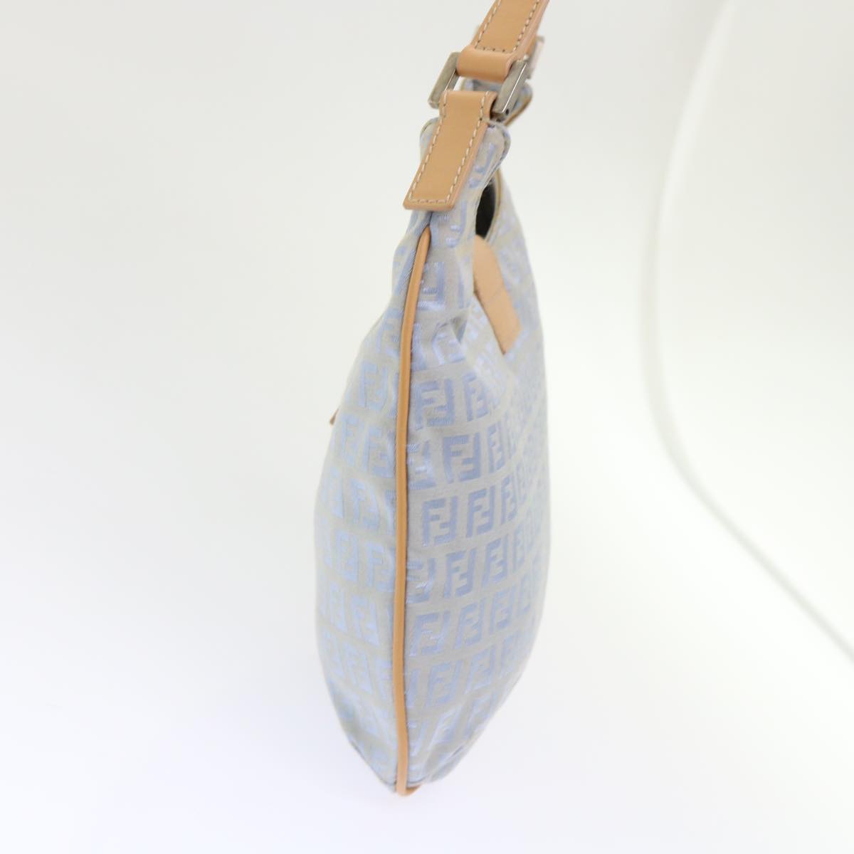 FENDI Mamma Baguette Zucchino Canvas Shoulder Bag Nylon Light Blue 46673