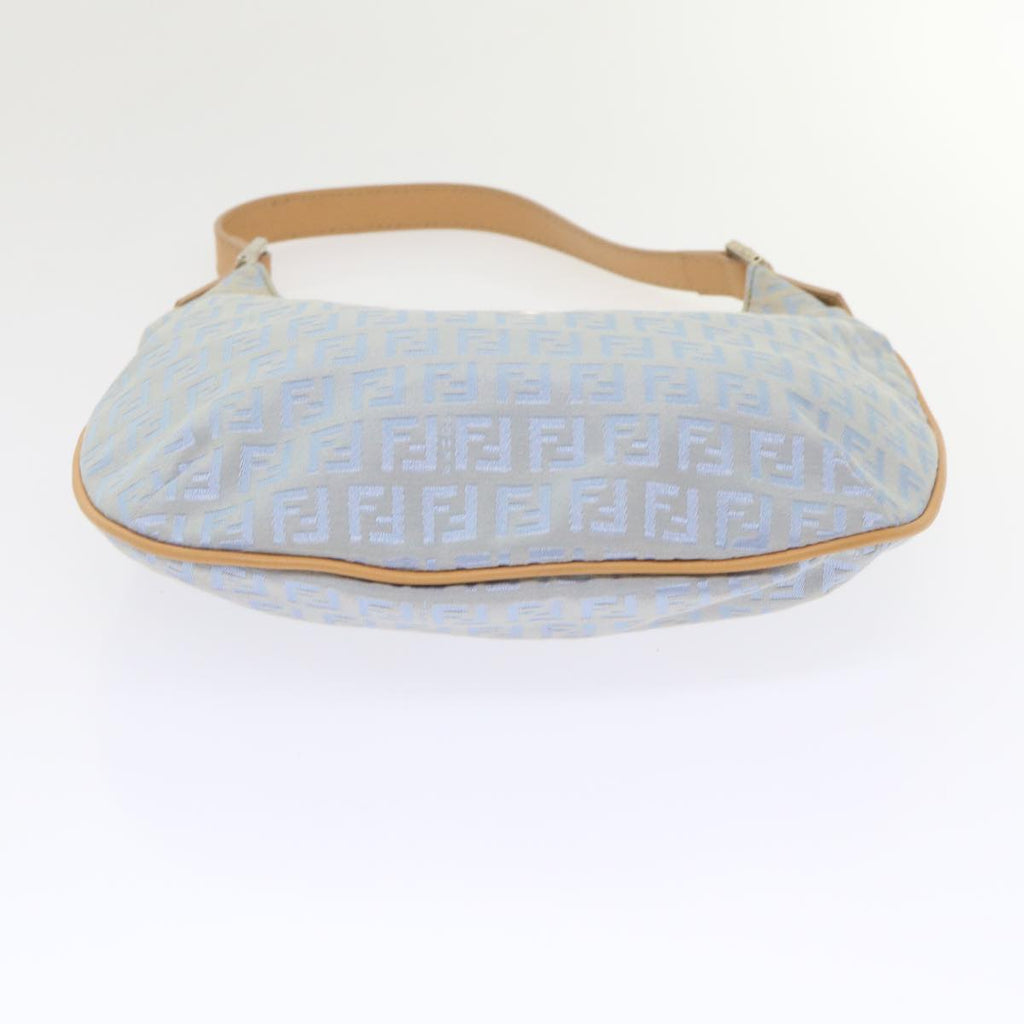 FENDI Mamma Baguette Zucchino Canvas Shoulder Bag Nylon Light Blue 46673