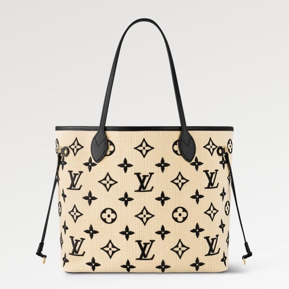 LOUIS VUITTON Neverfull leather and cotton-blend tote bag