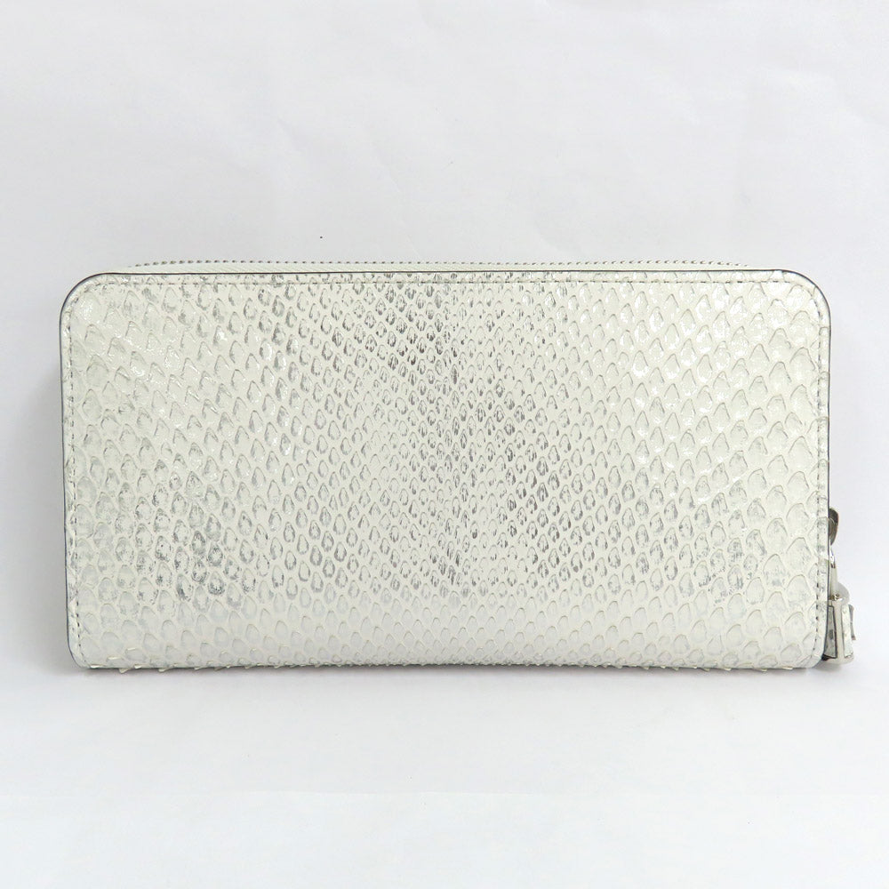 Louis Vuitton Zippy Wallet Python N83603 Round  Wallet Leather White x Silver Padlock CITES  Mens Extreme Beauty