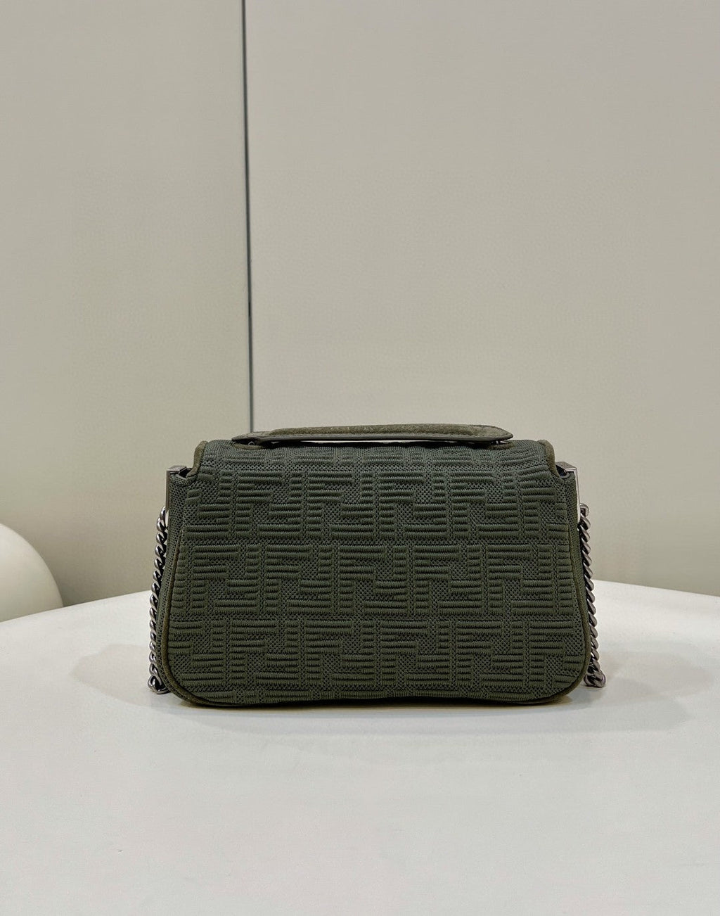 FI Baguette Chain MiGLAMI Green FF Fabric Bag For Woman 14.5cm/6in 8BR793AHW5F1F2L
