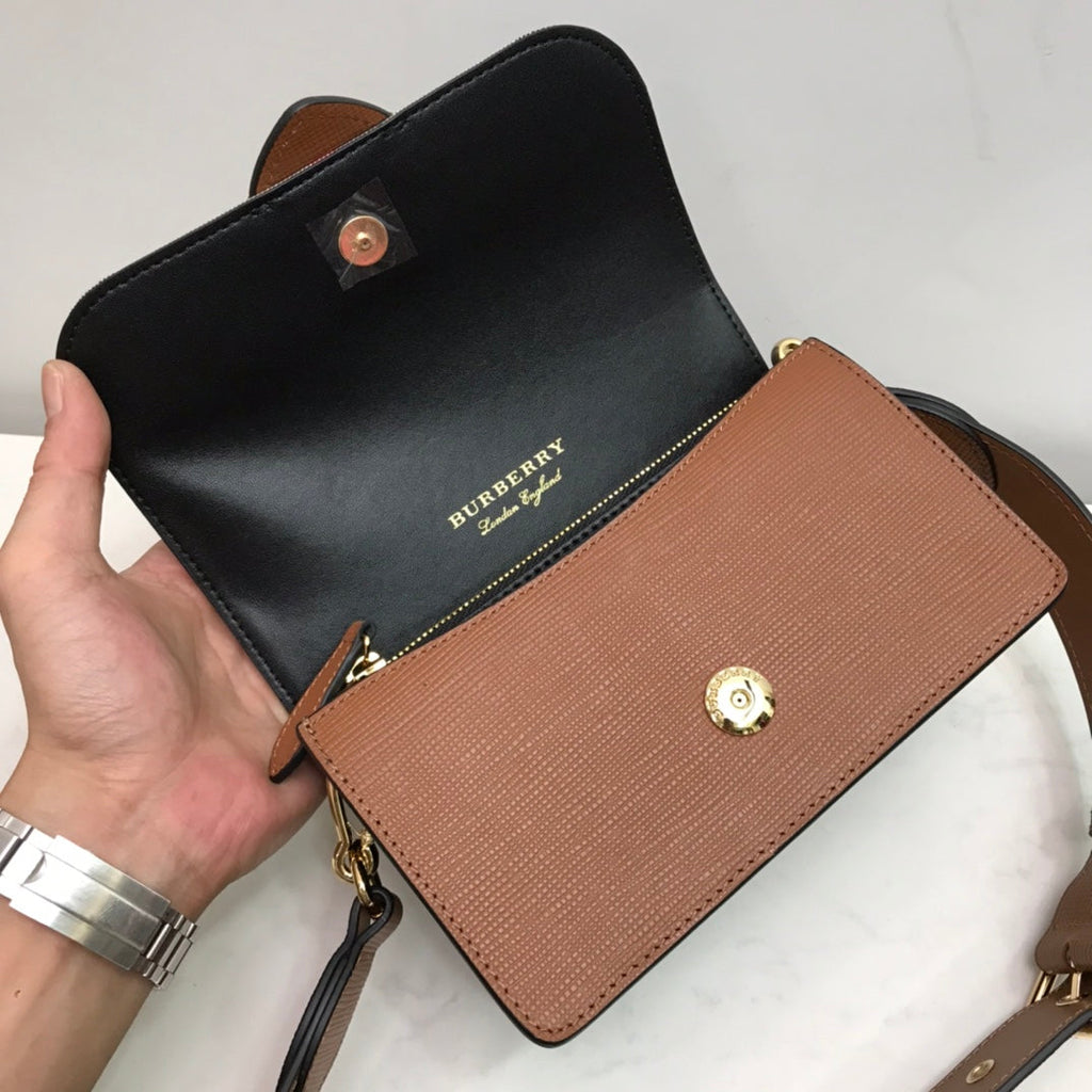 GLAMI Small Bridle House Check And Buckle Crossbody Brown For Women, Bags 7.8in/20cm