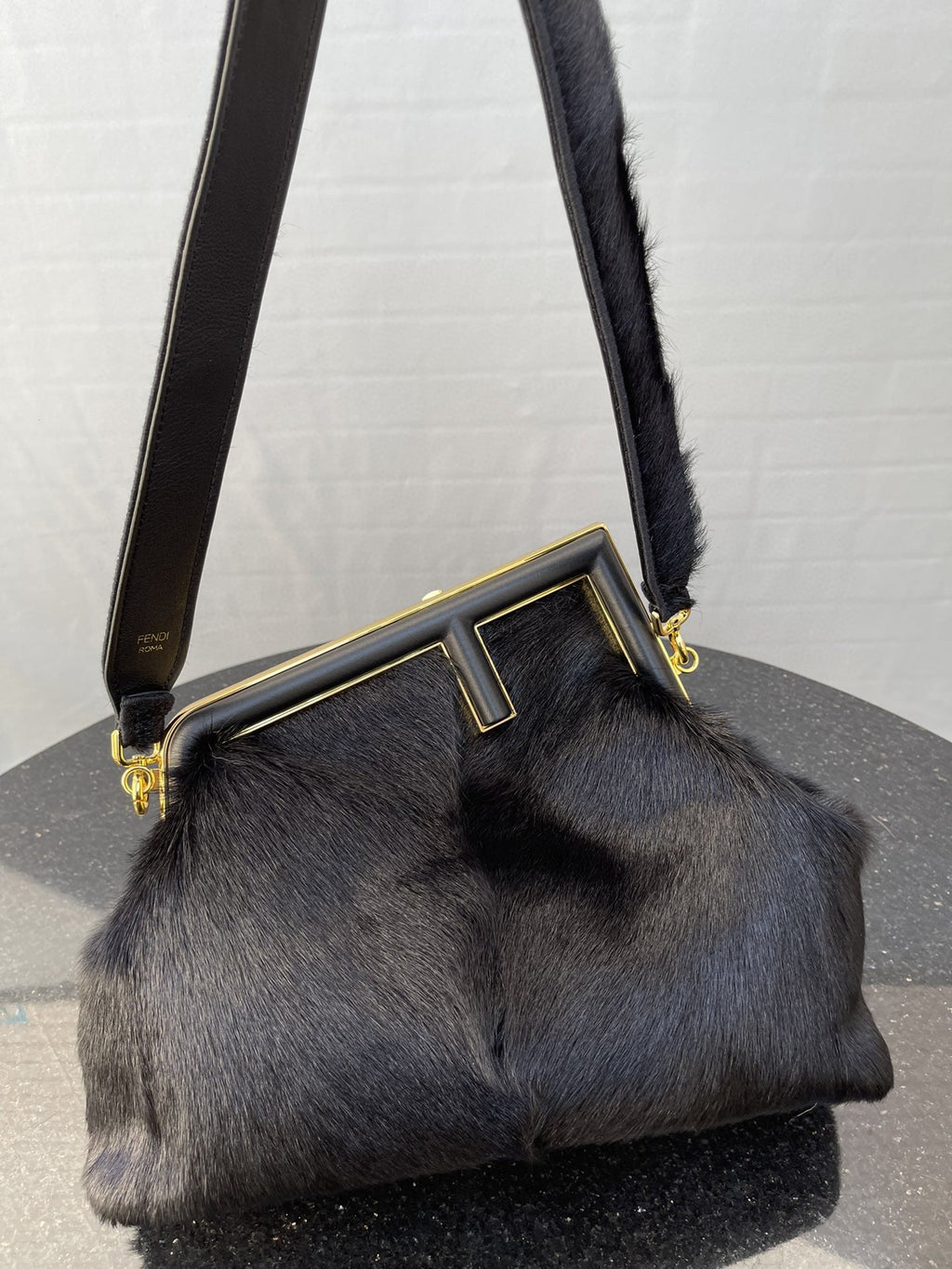 FI First MeGLAMIum Black Fox Fur Bag For Woman 32.5cm/13in