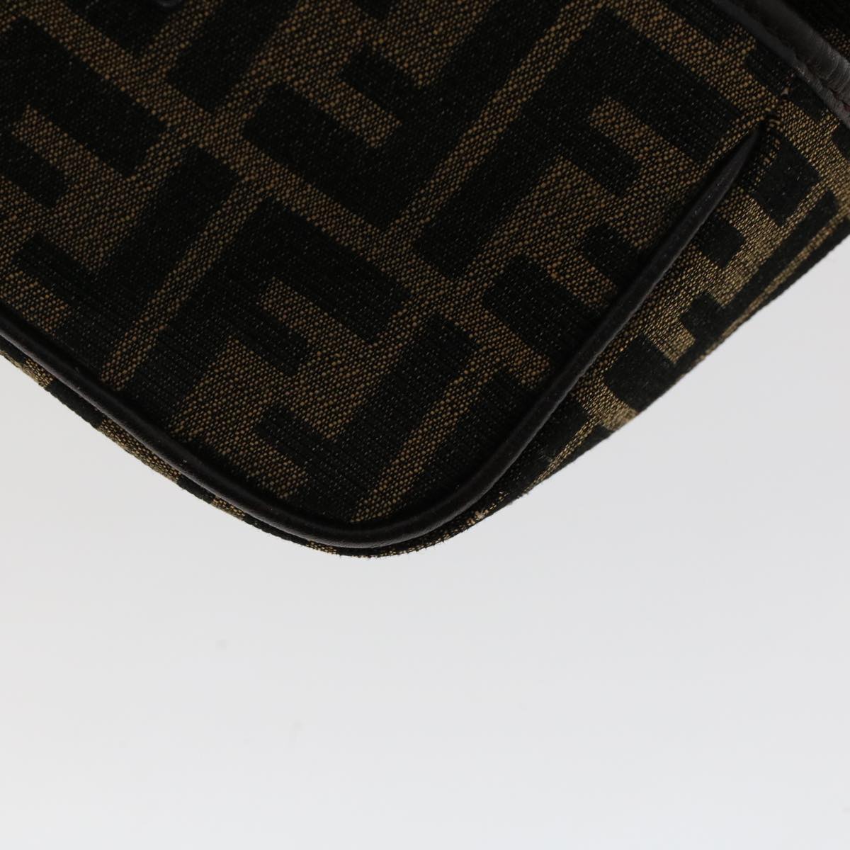 FENDI Zucca Canvas Shoulder Bag Brown Black 47059