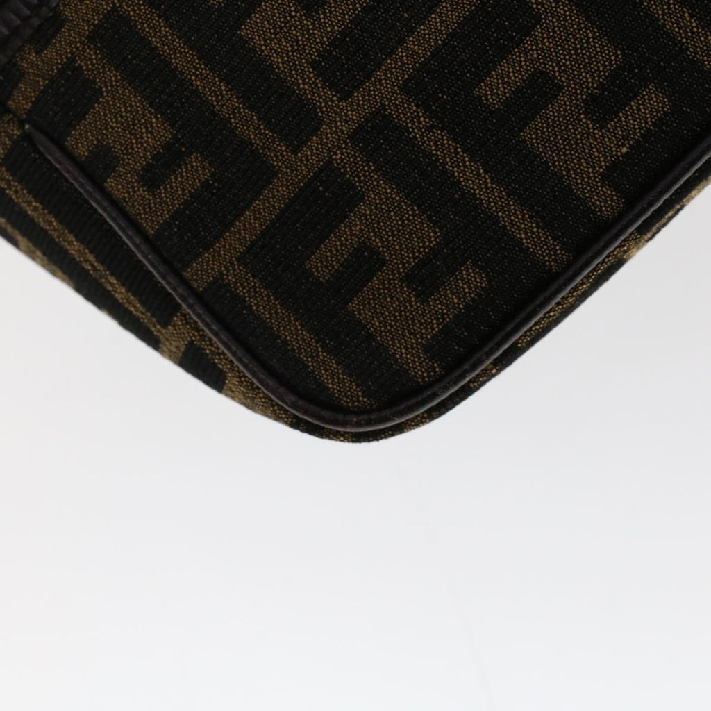 FENDI Zucca Canvas Shoulder Bag Brown Black 47059