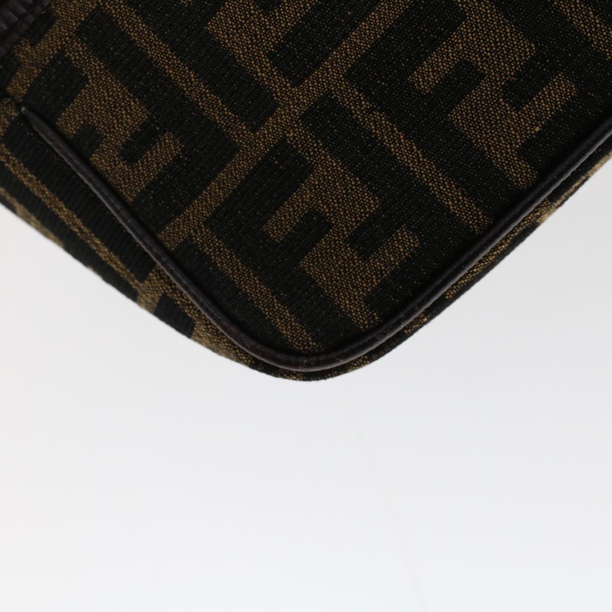FENDI Zucca Canvas Shoulder Bag Brown Black 47059