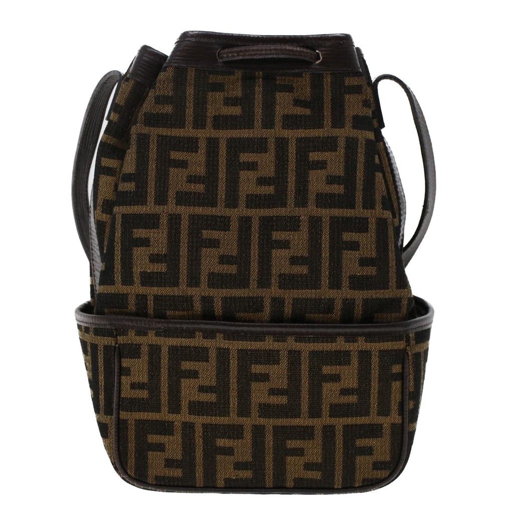 FENDI Zucca Canvas Shoulder Bag Brown Black 47059