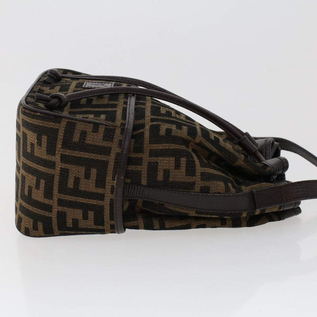 FENDI Zucca Canvas Shoulder Bag Brown Black 47059