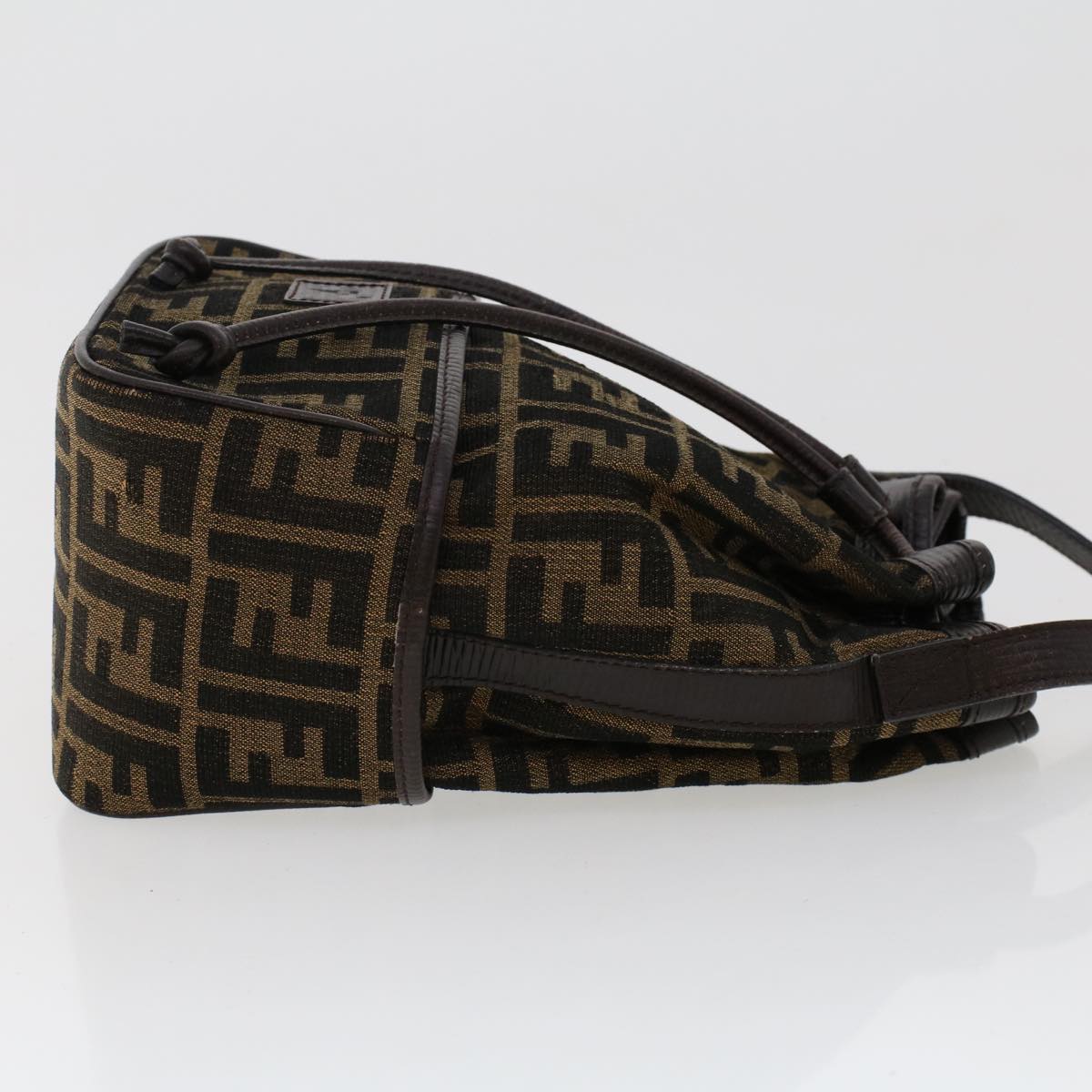 FENDI Zucca Canvas Shoulder Bag Brown Black 47059