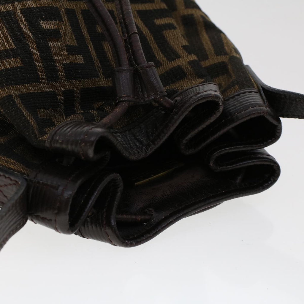 FENDI Zucca Canvas Shoulder Bag Brown Black 47059