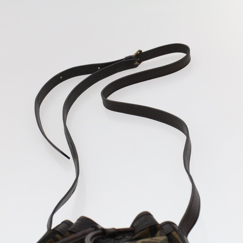 FENDI Zucca Canvas Shoulder Bag Brown Black 47059
