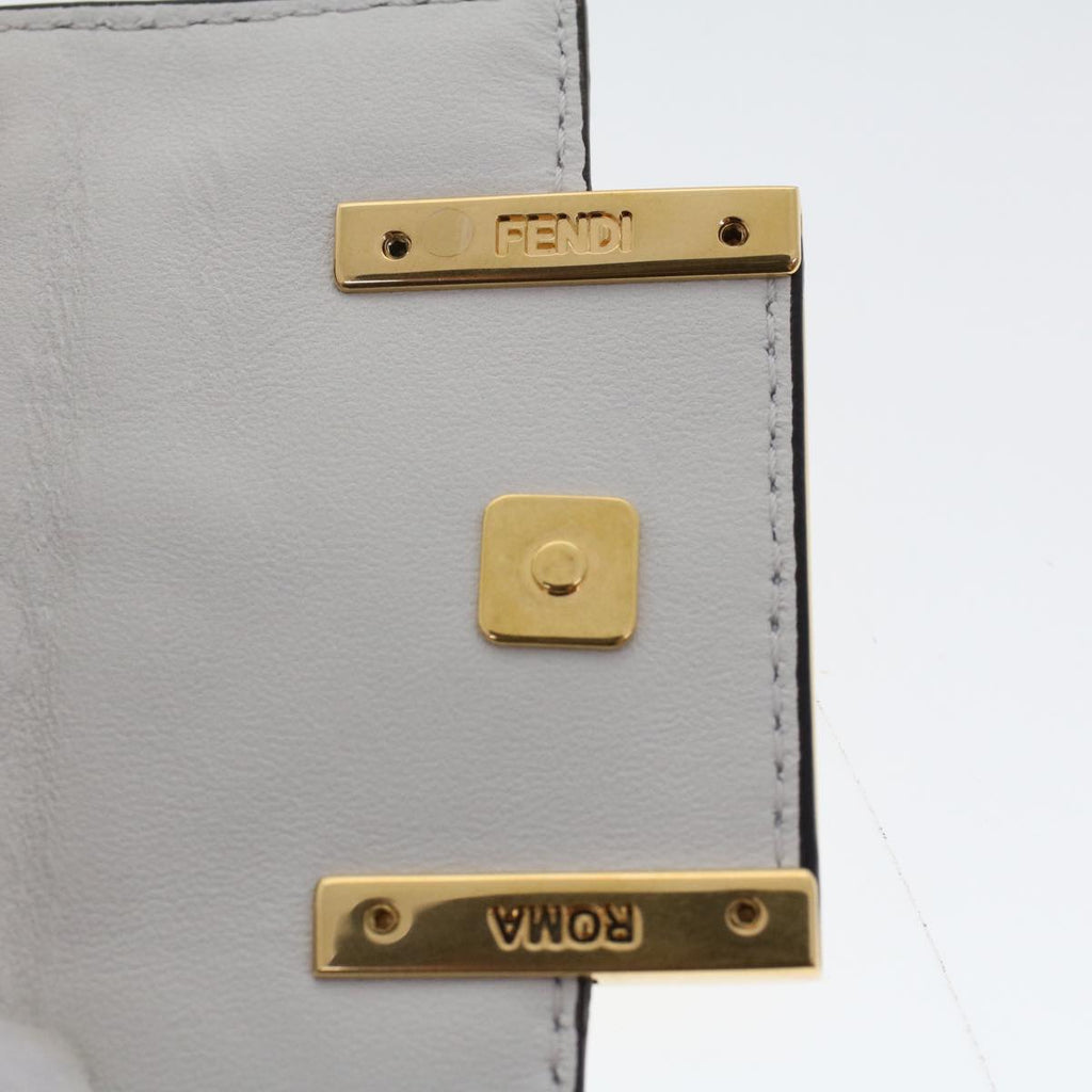 FENDI Zucca Canvas Nano Baguette Chain Shoulder Bag Leather White 47061