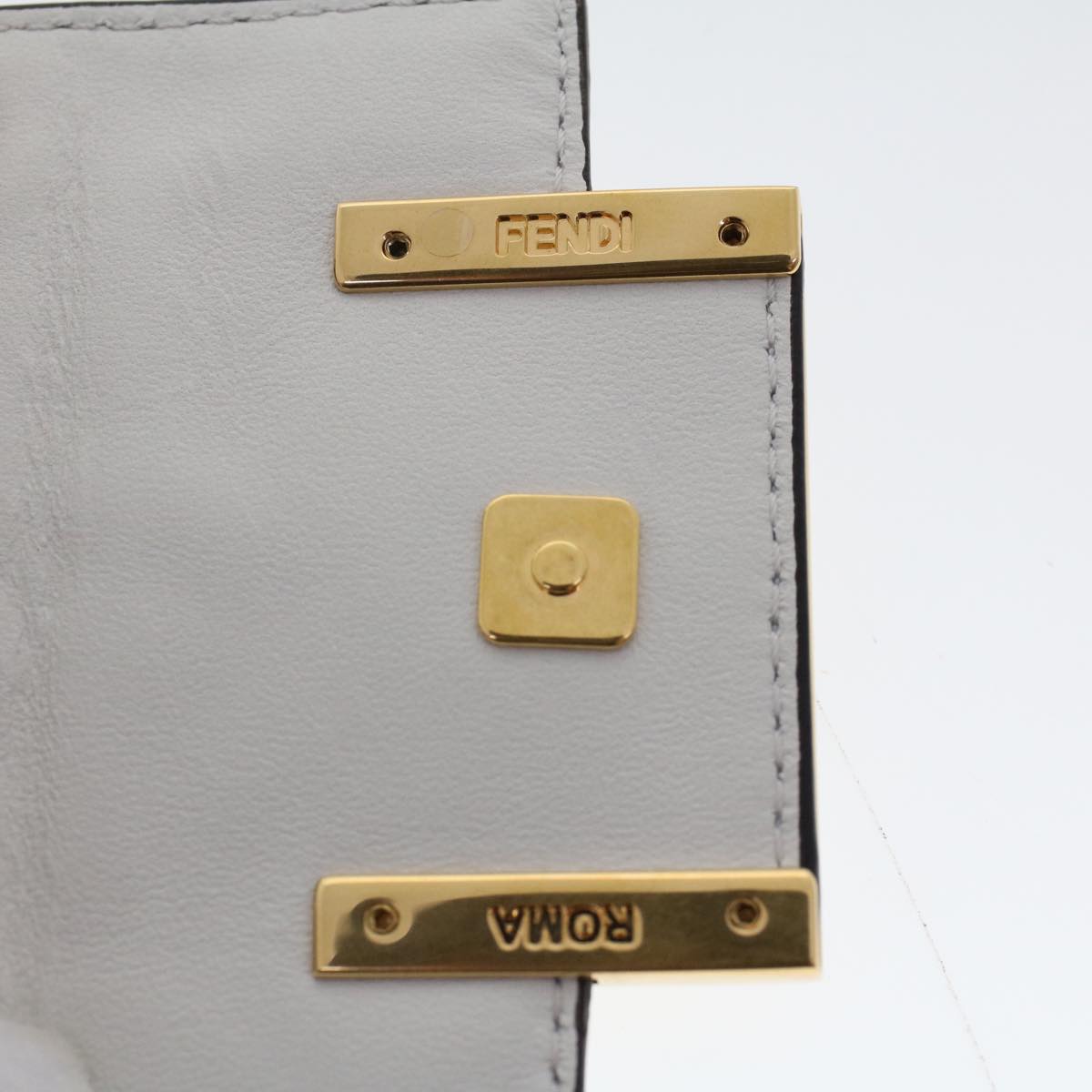FENDI Zucca Canvas Nano Baguette Chain Shoulder Bag Leather White 47061