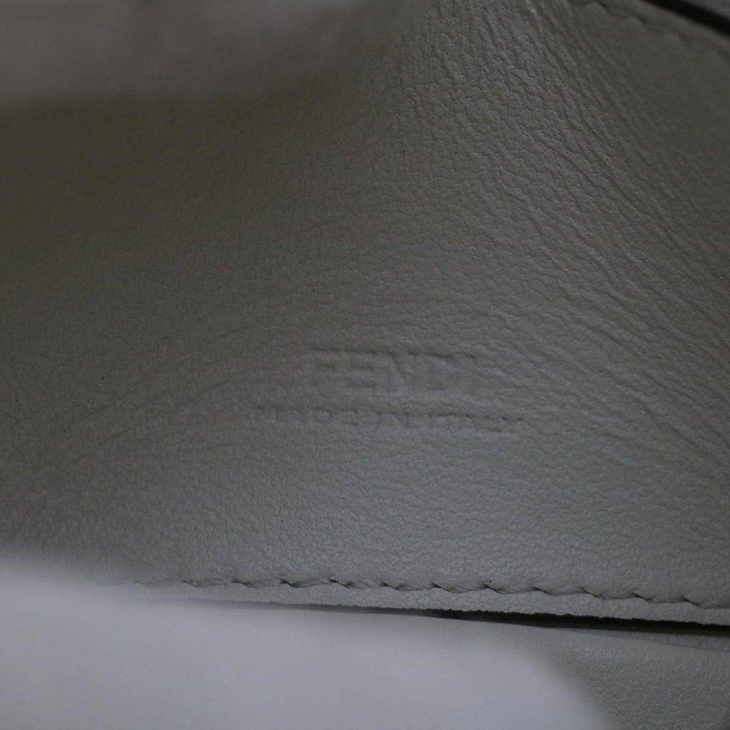 FENDI Zucca Canvas Nano Baguette Chain Shoulder Bag Leather White 47061