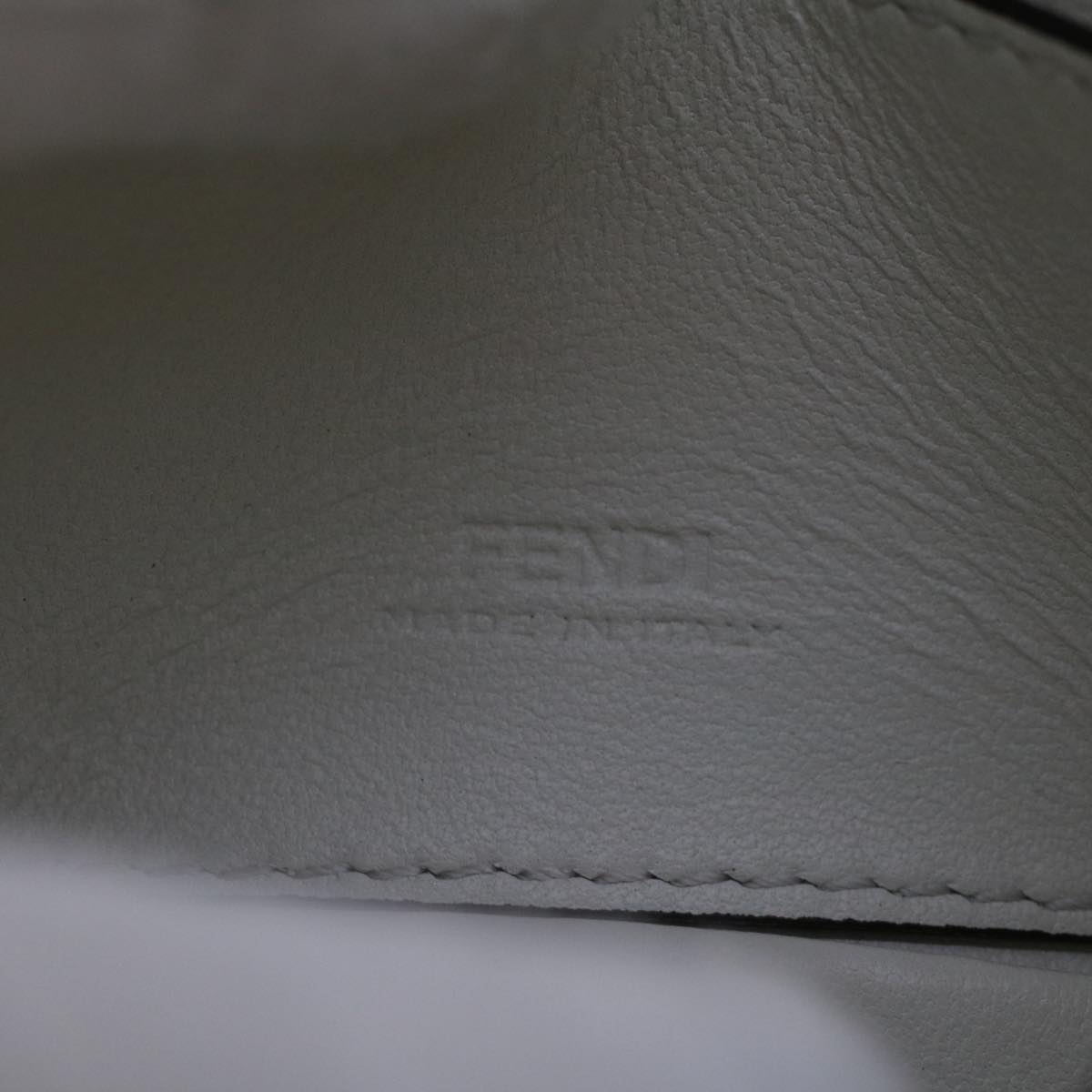 FENDI Zucca Canvas Nano Baguette Chain Shoulder Bag Leather White 47061