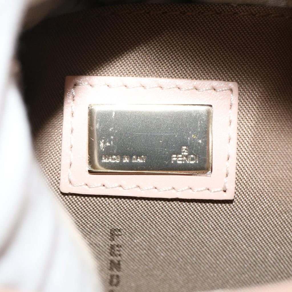 FENDI Mamma Baguette Shoulder Bag Straw Beige Pink 47062