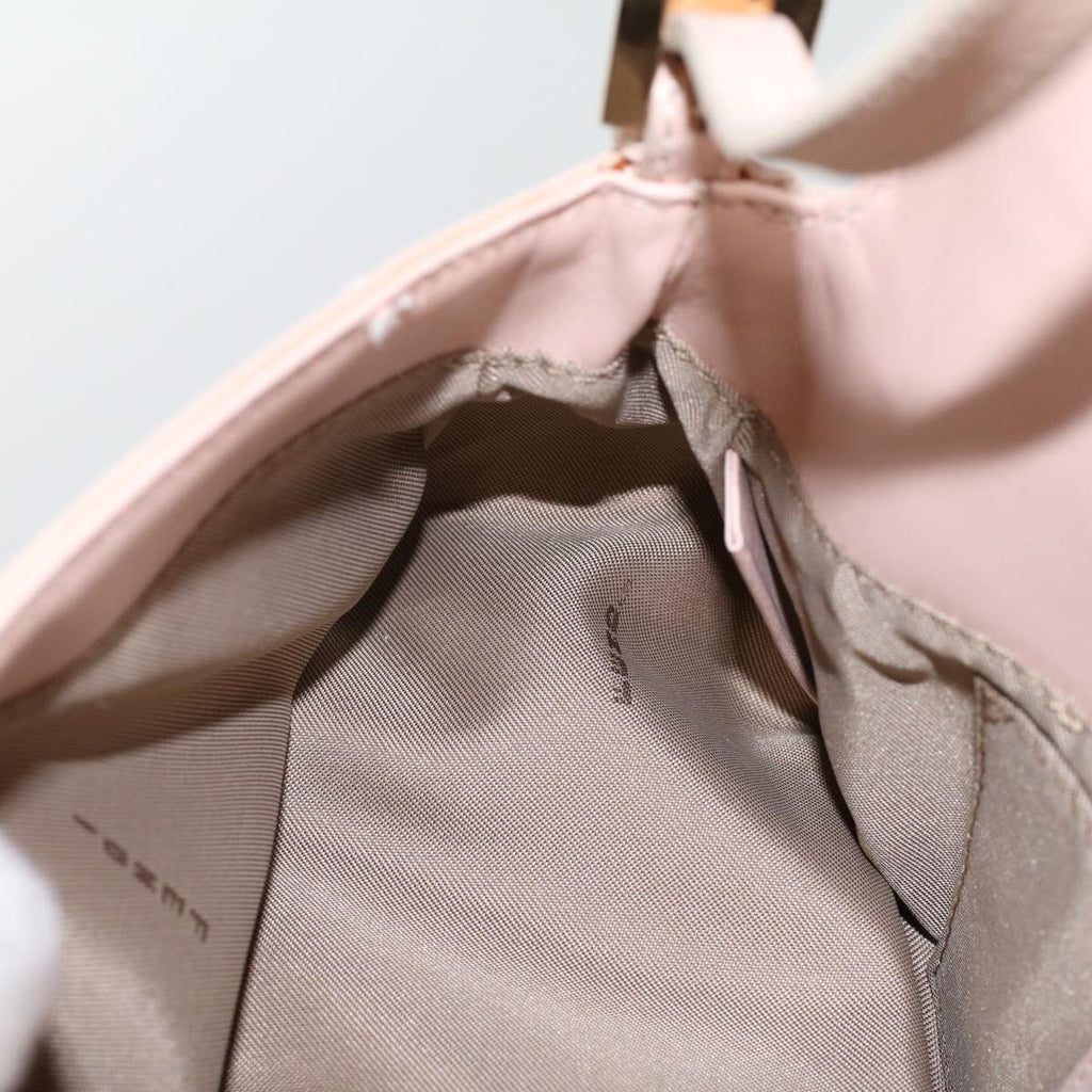 FENDI Mamma Baguette Shoulder Bag Straw Beige Pink 47062