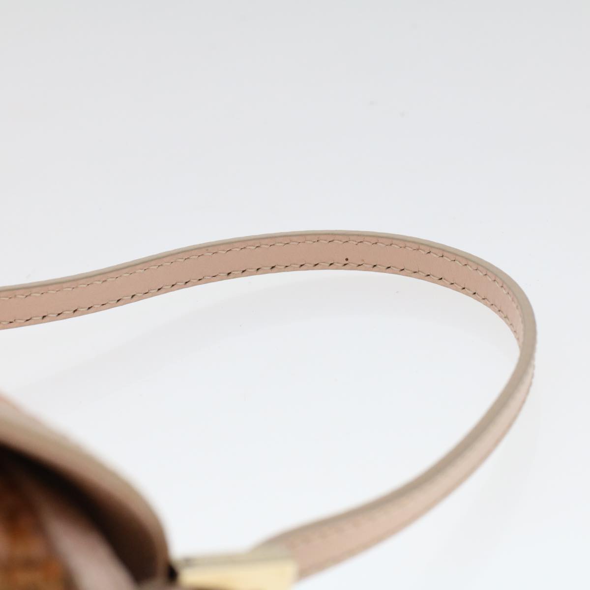 FENDI Mamma Baguette Shoulder Bag Straw Beige Pink 47062