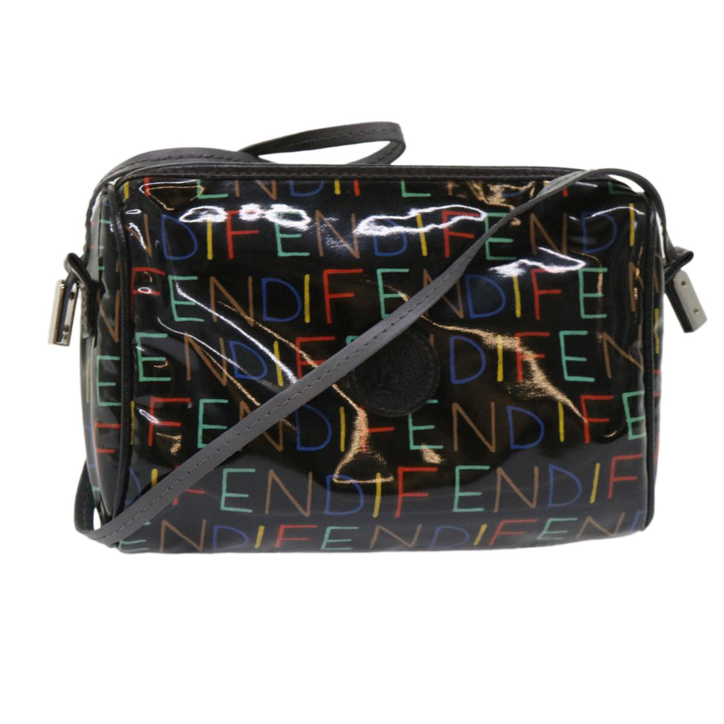 FENDI Shoulder Bag Enamel Black Multicolor 47063