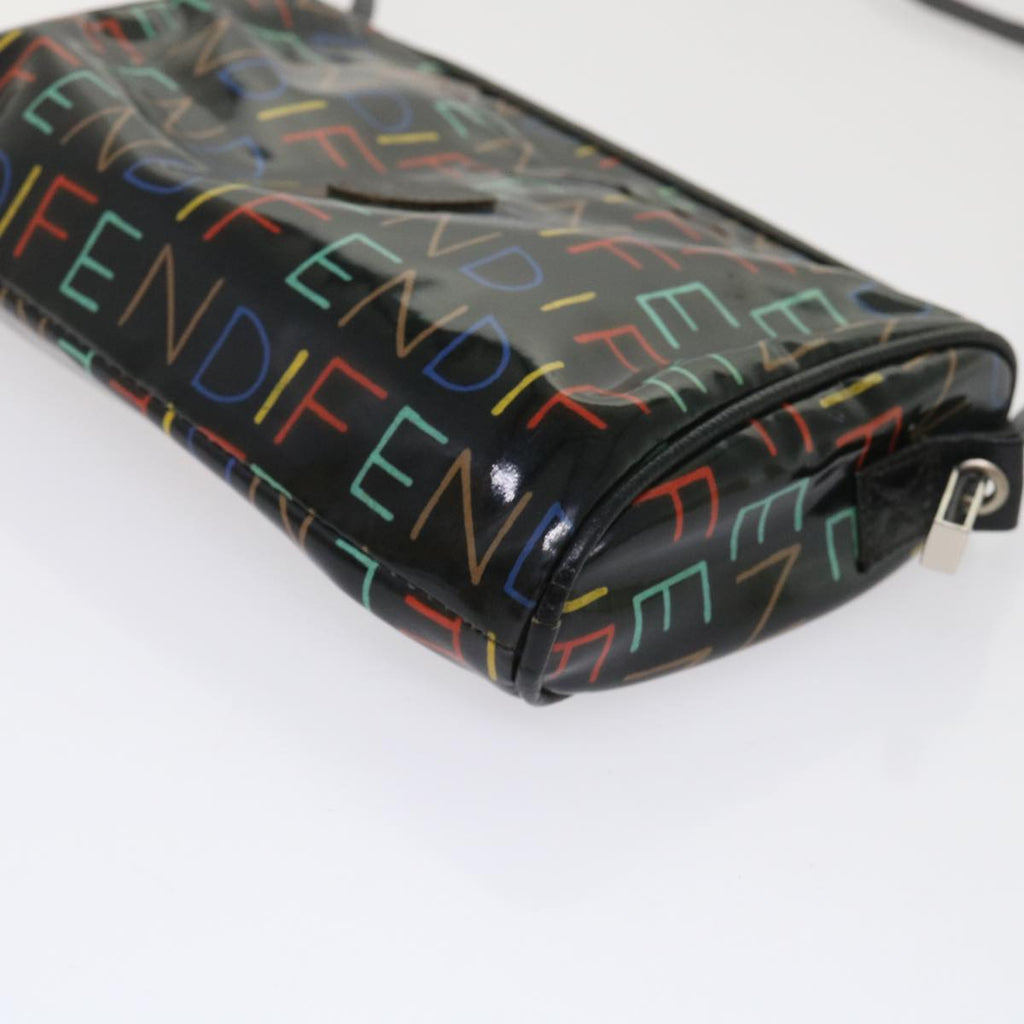 FENDI Shoulder Bag Enamel Black Multicolor 47063