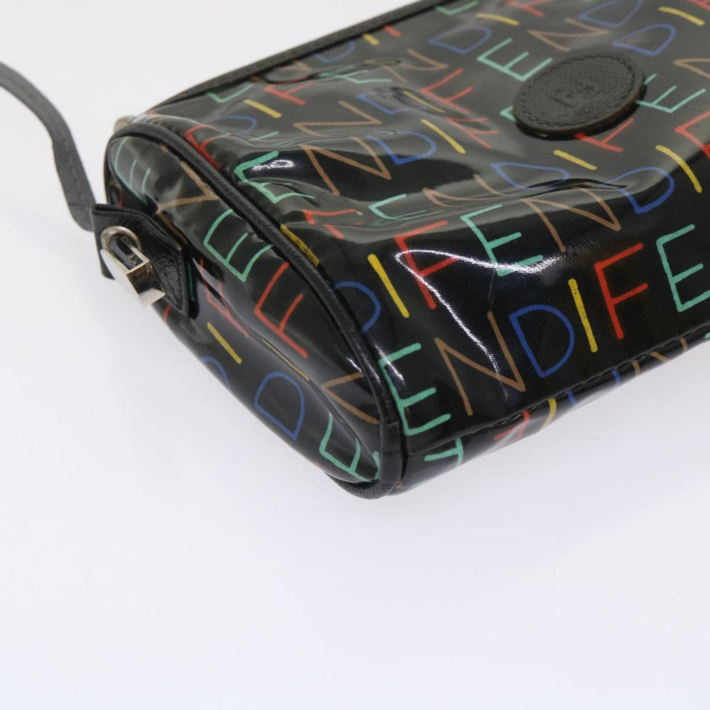 FENDI Shoulder Bag Enamel Black Multicolor 47063