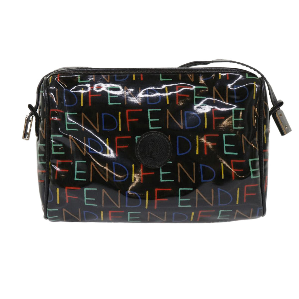 FENDI Shoulder Bag Enamel Black Multicolor 47063