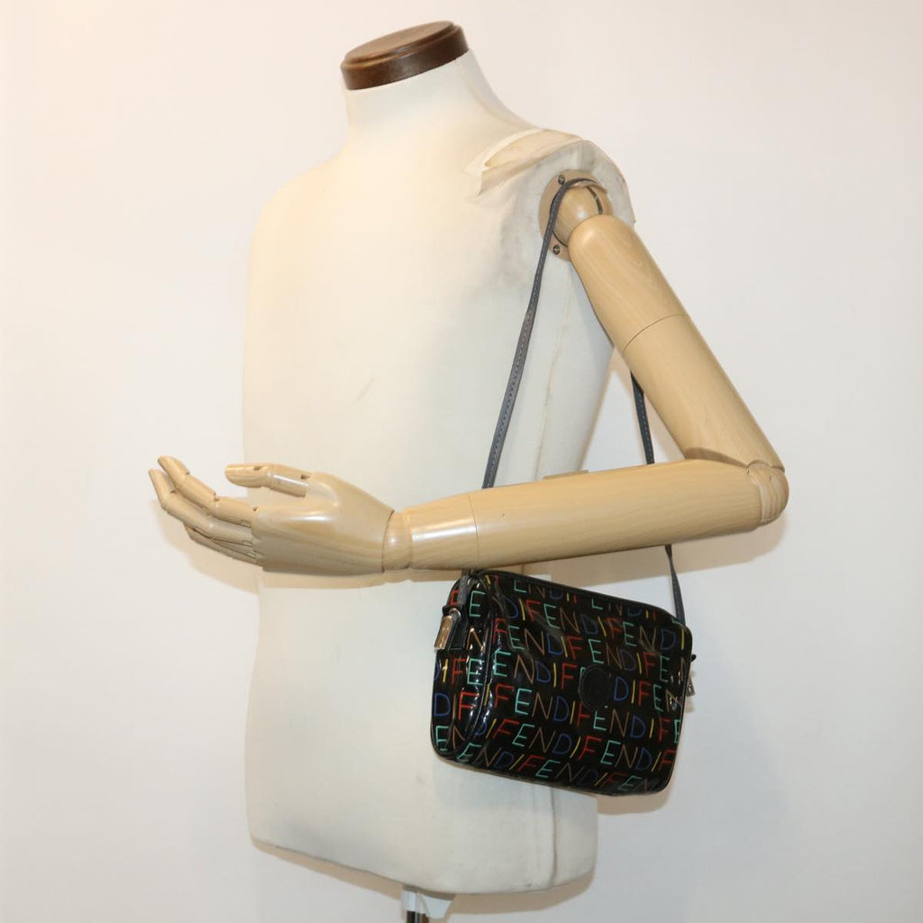 FENDI Shoulder Bag Enamel Black Multicolor 47063