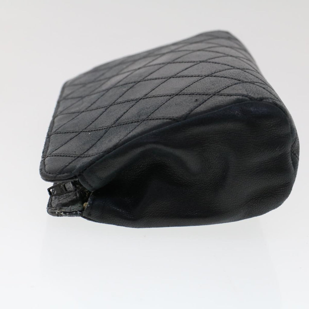 CHANEL Pouch Lamb Skin Black CC 47074