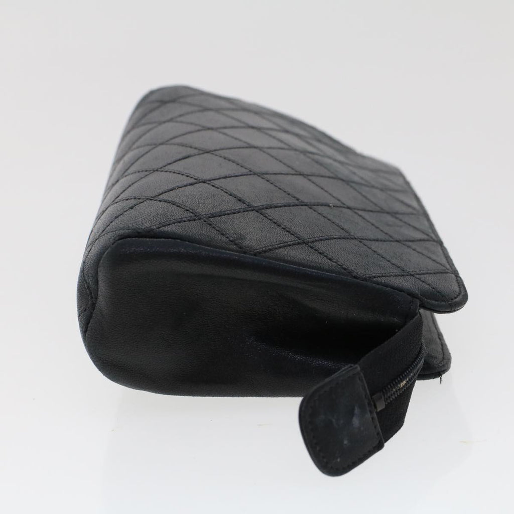 CHANEL Pouch Lamb Skin Black CC 47074