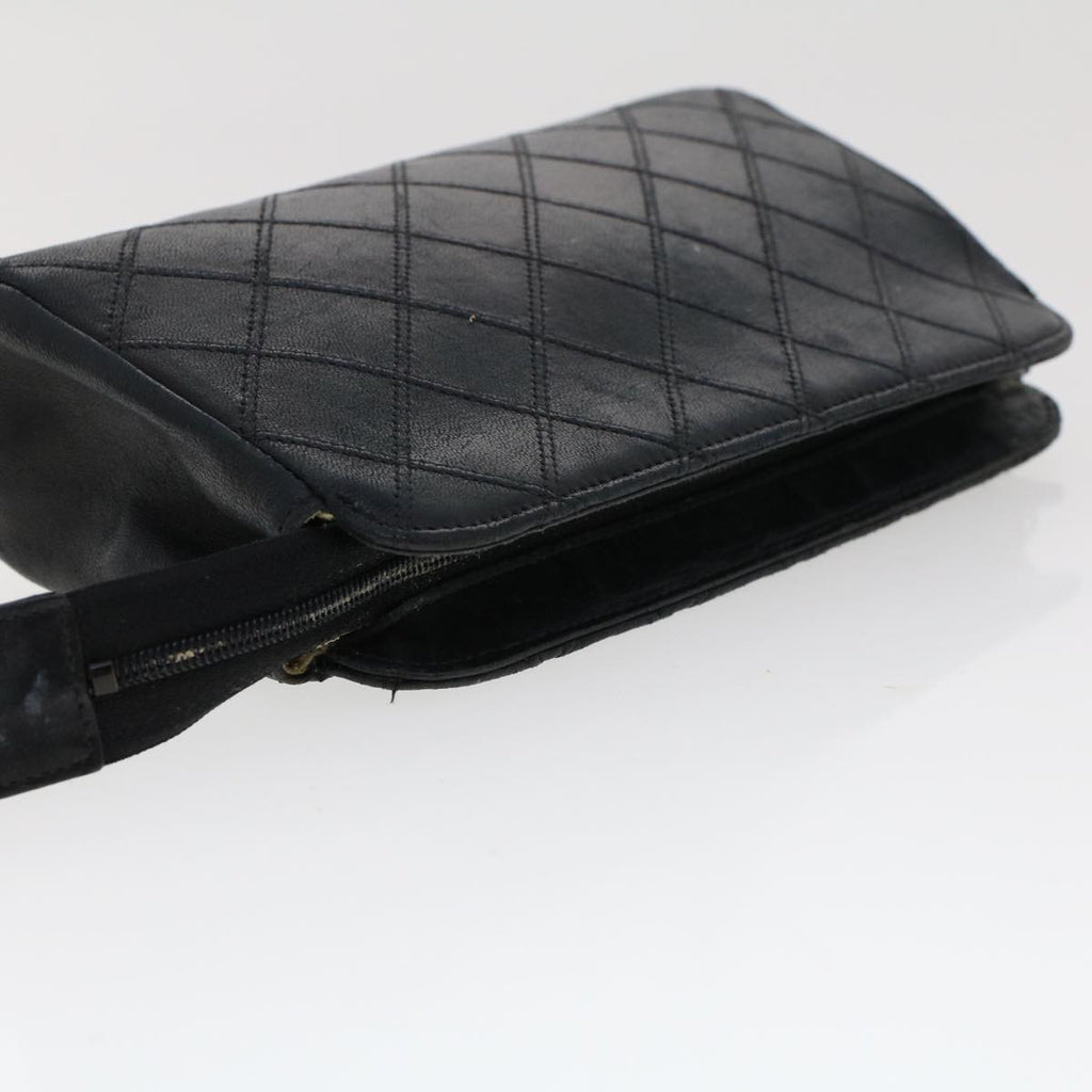 CHANEL Pouch Lamb Skin Black CC 47074