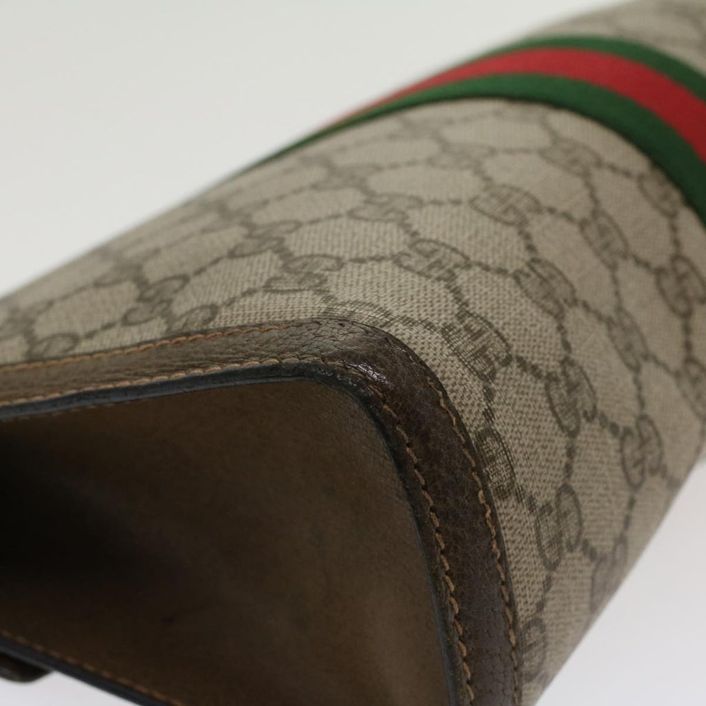 GUCCI GG Canvas Web Sherry Line Clutch Bag Beige Red 89•01•007 47106