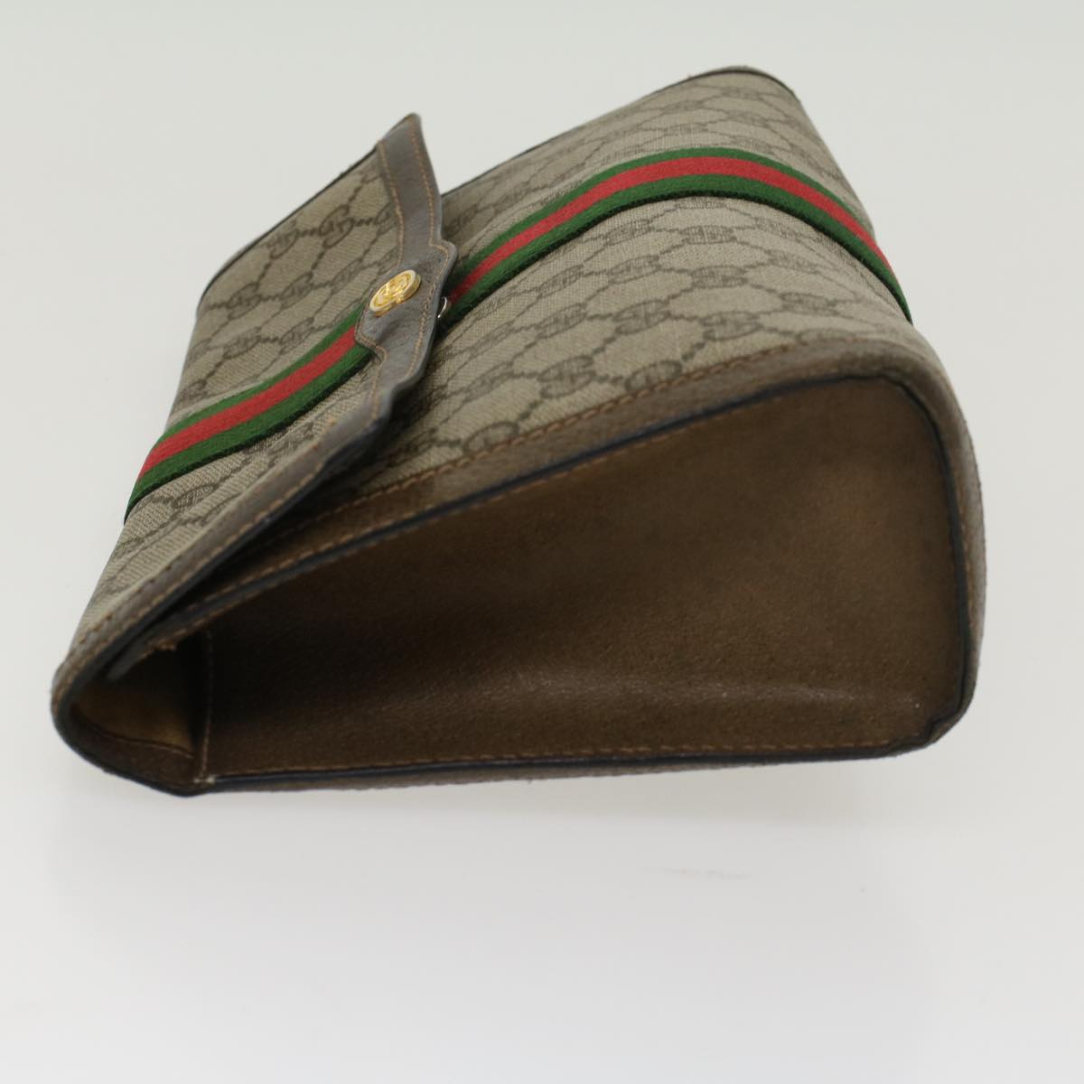 GUCCI GG Canvas Web Sherry Line Clutch Bag Beige Red 89•01•007 47106