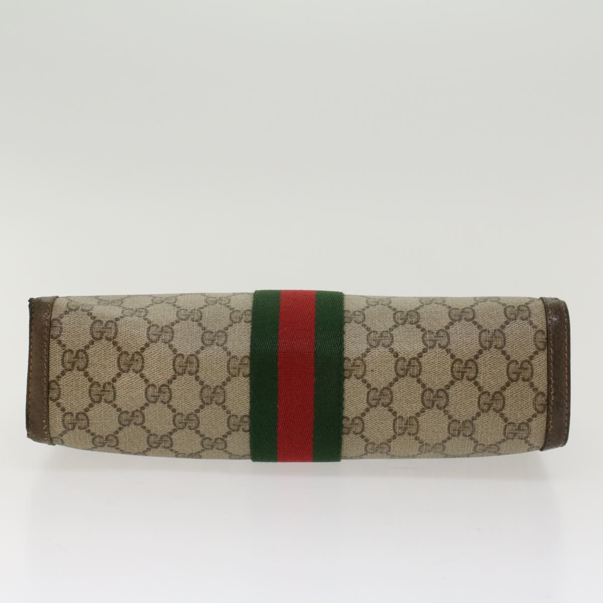 GUCCI GG Canvas Web Sherry Line Clutch Bag Beige Red 89•01•007 47106