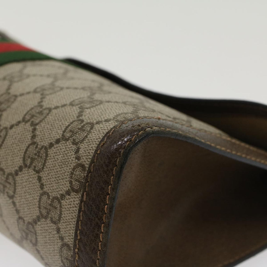 GUCCI GG Canvas Web Sherry Line Clutch Bag Beige Red 89•01•007 47106