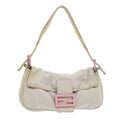 FENDI Mamma Baguette Shoulder Bag Cotton White 47107