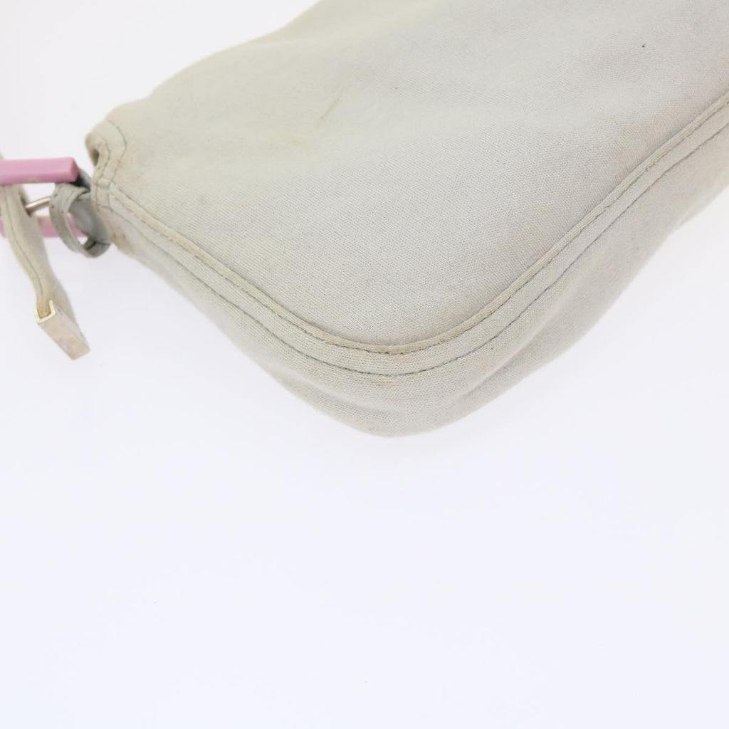 FENDI Mamma Baguette Shoulder Bag Cotton White 47107