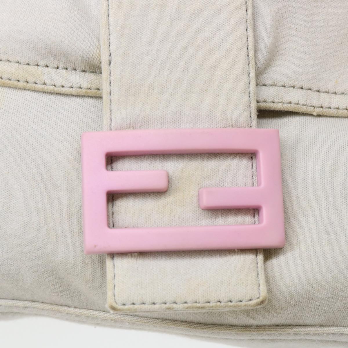 FENDI Mamma Baguette Shoulder Bag Cotton White 47107