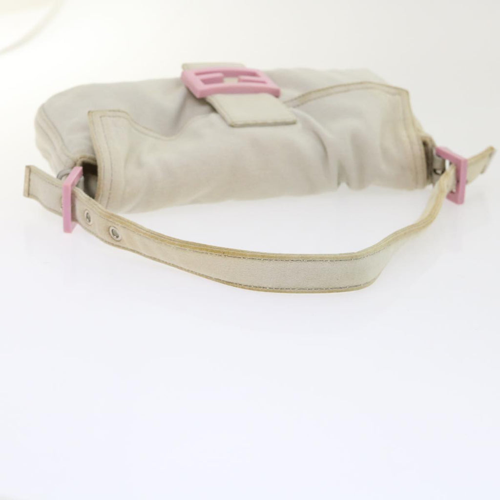 FENDI Mamma Baguette Shoulder Bag Cotton White 47107