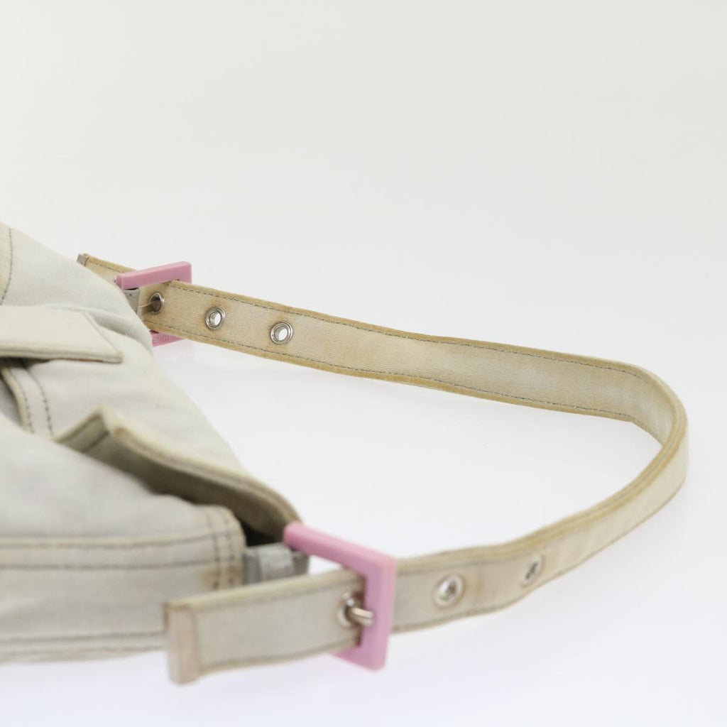 FENDI Mamma Baguette Shoulder Bag Cotton White 47107