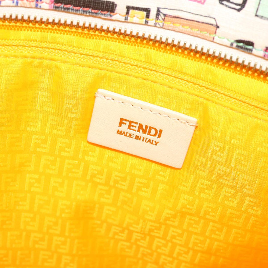 FENDI Zucca Canvas Tote Bag PVC Leather White Multicolor 47109