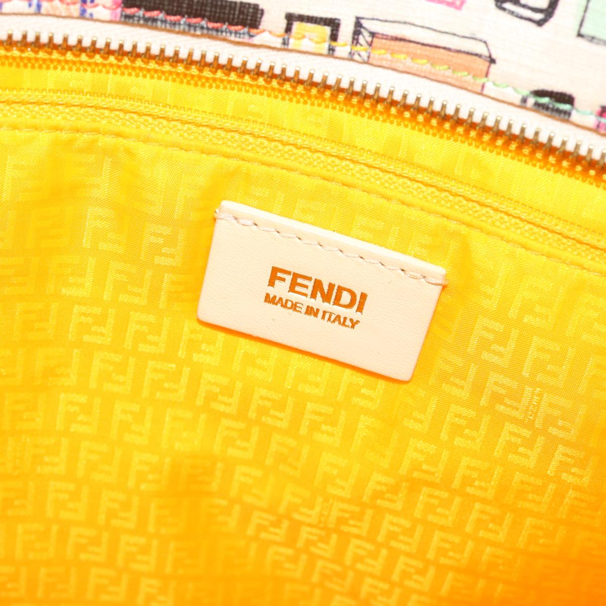 FENDI Zucca Canvas Tote Bag PVC Leather White Multicolor 47109