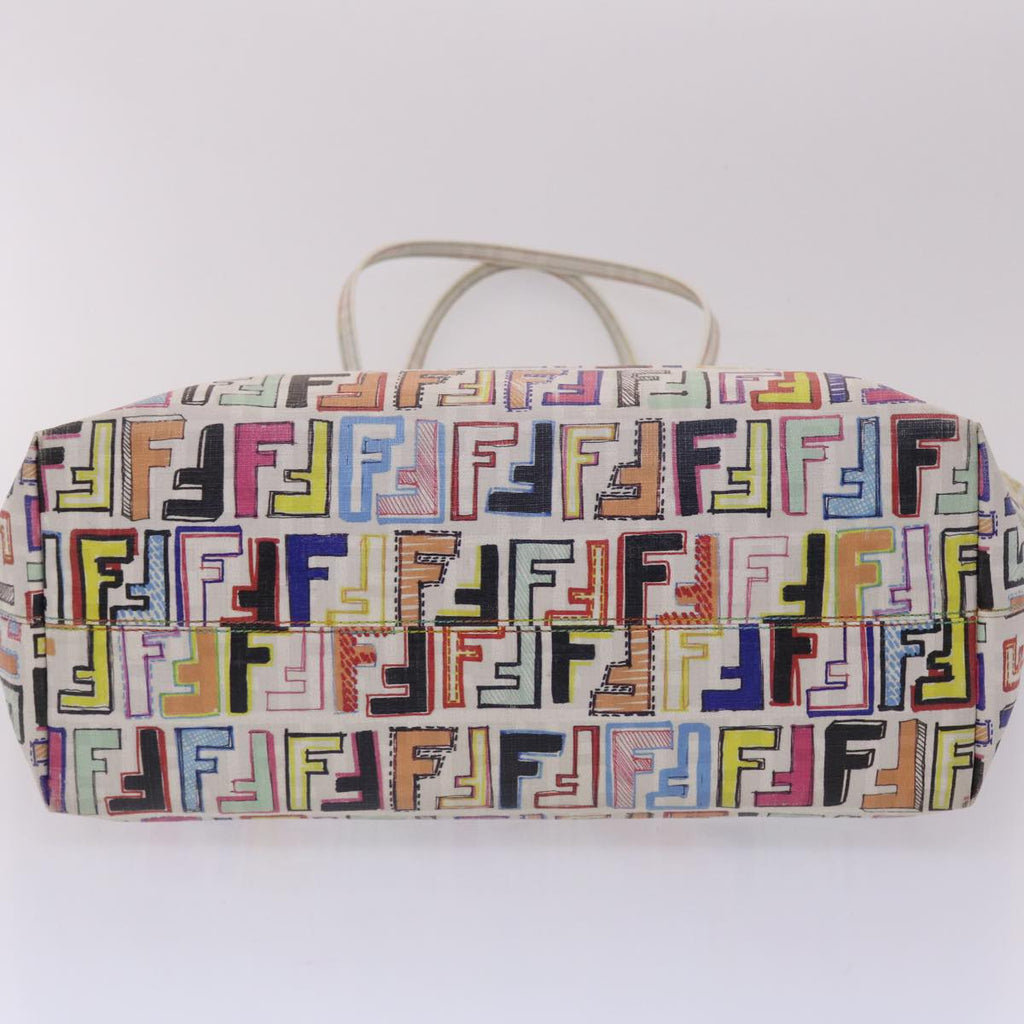 FENDI Zucca Canvas Tote Bag PVC Leather White Multicolor 47109