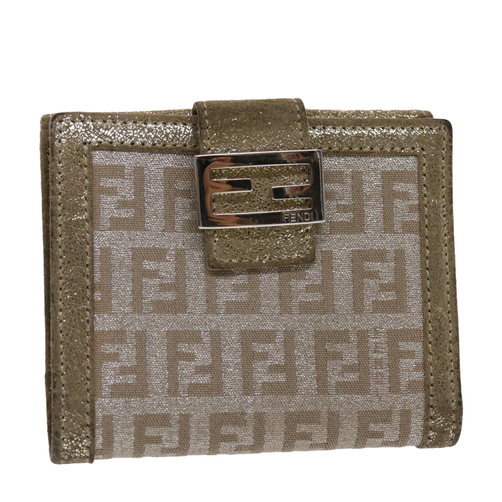 FENDI Zucchino Canvas Wallet Silver 47197