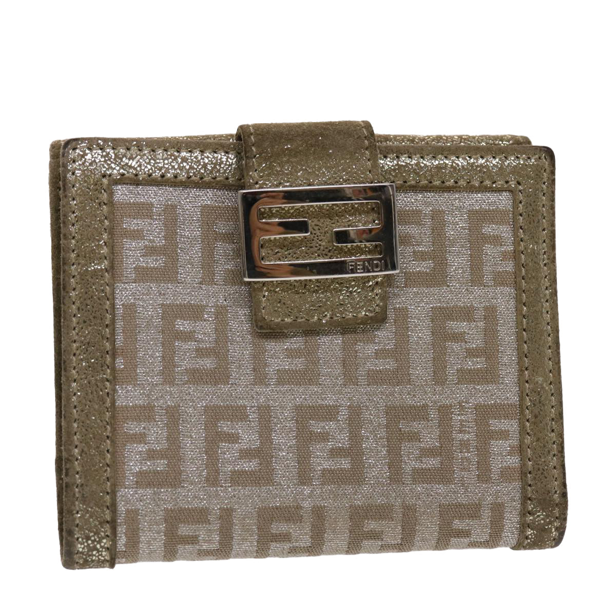 FENDI Zucchino Canvas Wallet Silver 47197