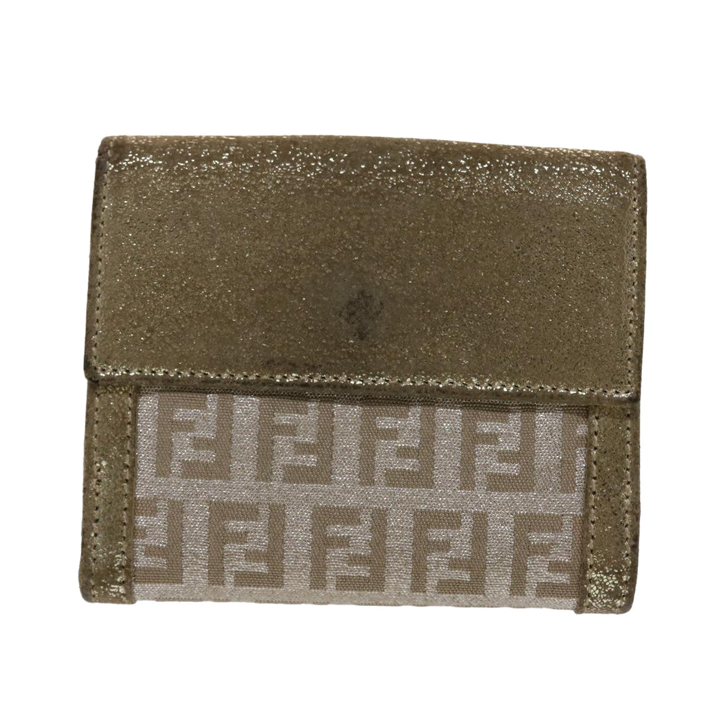 FENDI Zucchino Canvas Wallet Silver 47197
