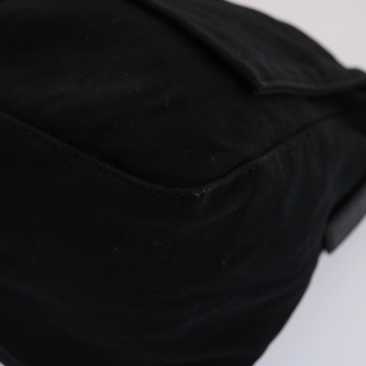 FENDI Mamma Baguette Shoulder Bag Nylon Leather Black 47383
