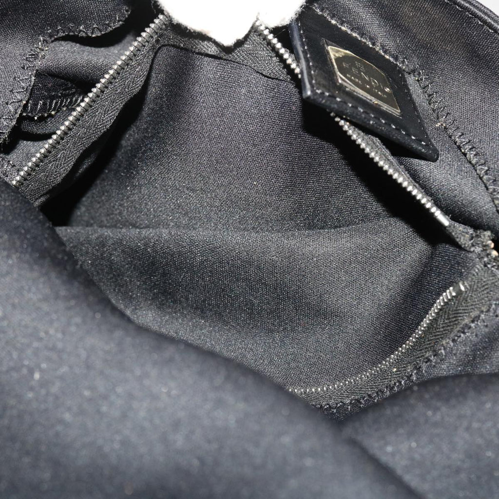 FENDI Mamma Baguette Shoulder Bag Nylon Leather Black 47383