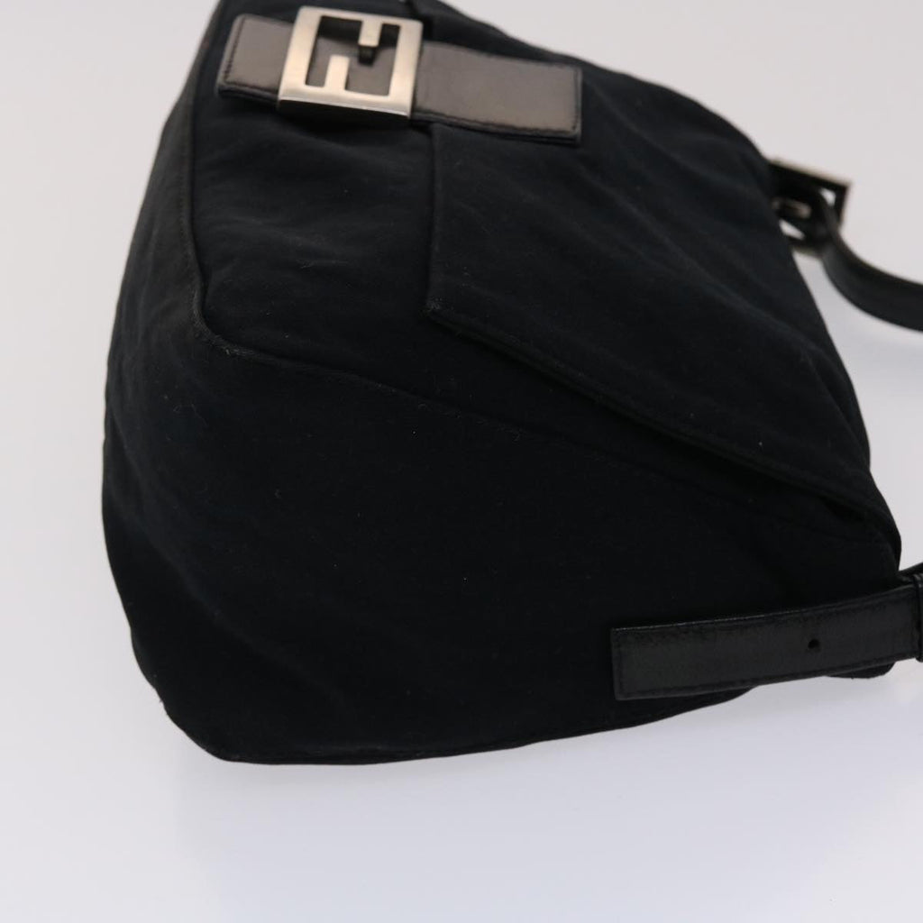 FENDI Mamma Baguette Shoulder Bag Nylon Leather Black 47383