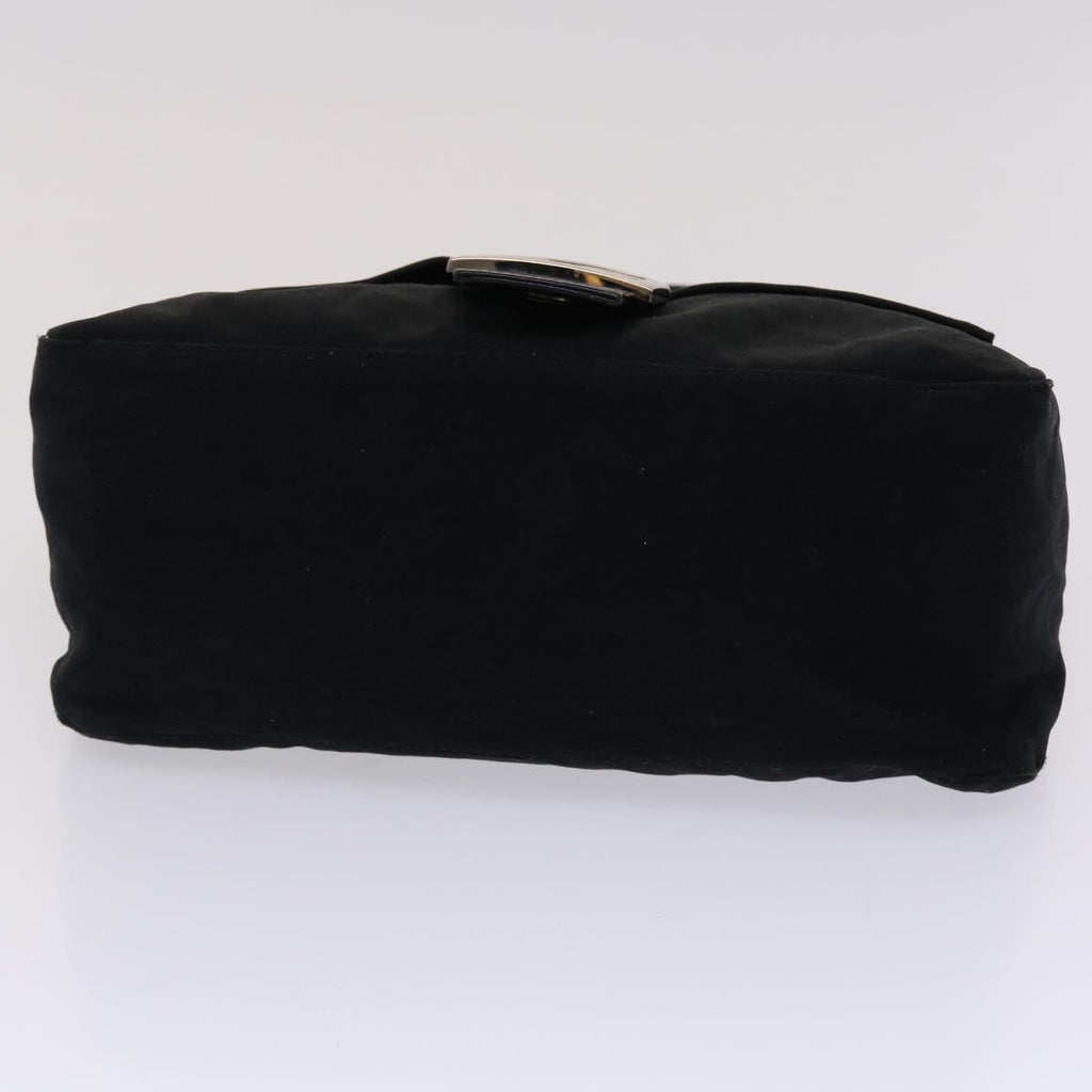 FENDI Mamma Baguette Shoulder Bag Nylon Leather Black 47383